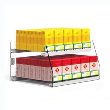 Imagem de Rack de exibição de cigarro de acrílico transparente - Organizador de parede para cigarros, isqueiros, caixas de fósforos e chiclete - Tamanho: 91,5 cm x 28,4 cm x 24 cm, elegante e economiza espaço