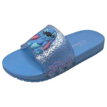 Imagem de Chinelo Infantil Menina Slide Slip On Disney Stitch, Azul, Azul, 30