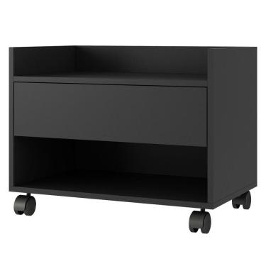Imagem de Gabinete Armário Mesa De Cabeceira Multiuso Ivy 60cm 100% Mdf Bp Com 01 Gaveta Preto - Desk Design