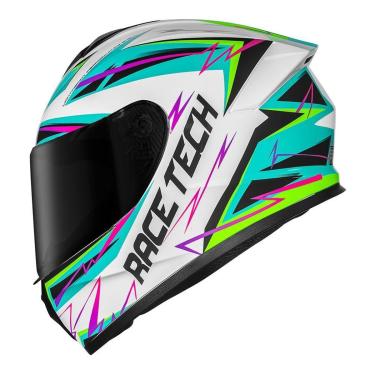 Imagem de Capacete Race Tech Hit Spark Branco e Verde Brilhante-Unissex