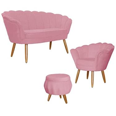 Imagem de Kit Pétala - Namoradeira, Poltrona e Puff Pétala Suede - Ds Estofados