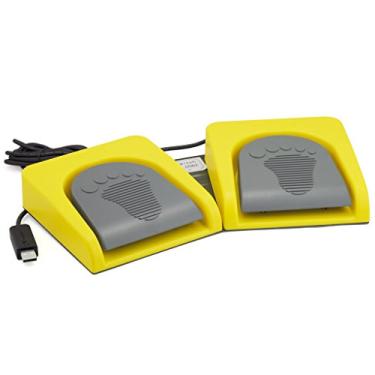 Imagem de iKKEGOL Pedal de controle com interruptor duplo USB de 2 pés para videogame personalizado PC teclado multimídia chave livre HID para pressionar para falar amarelo