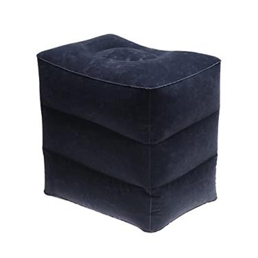 Imagem de Gatuida Travesseiro inflável para descanso de pé de viagem, cama de avião infantil, travesseiro ajustável de 3 camadas de altura para descanso de pernas, essenciais para viagem para adultos, ótimo para avião, escritório, casa, trens, carros
