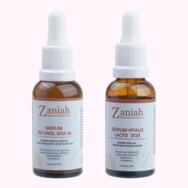 Imagem de Kit Sérum Retinol e Hyalo Lacto da Zaniah Dermocosméticos - Antirrugas