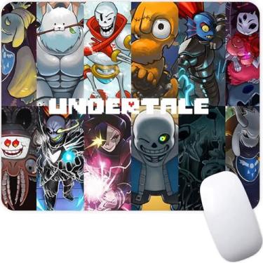Imagem de Pinstant Mouse Pad Gaming com Borda Costurada 21 x 19 cm, Material Poliéster e Borracha Natural, Antiderrapante, para Desktop e Laptop, Exibe Personagens de Undertale
