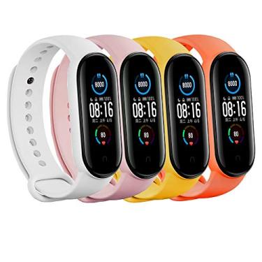 Imagem de LeongLzt (pacote 4/5/8) Pulseira Xiaomi Mi 5/6/7/Amazfit Band 5/6 Pulseiras de substituição para Mi Band 5/6/7 e Amazfit Band 5/6, pulseiras de silicone macio e flexível que não irrita a pele,