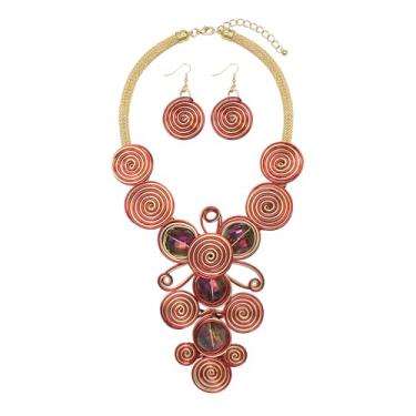 Imagem de RUIYIMING Colar Africano Declaração para Mulheres Joias Africanas Conjuntos de Brincos Moda Tribal Colorido Grande Strass Cristal Pingente Colar Gargantilha Grosso Negrito Babador Artesanal, Alumínio,