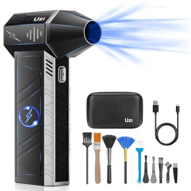 Imagem de Uzi espanador de ar elétrico-150000rpm espanador de ar comprimido, soprador de ar a jato seco portátil ajustável de 4 engrenagens, pode para teclado de computador, ao ar livre, casa, carro (
