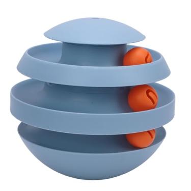 Imagem de Brinquedo de Bola de Gato Interno, Brinquedos Interativos para Animais de Estimação Mantêm Seu Gato Ativo Com o Brinquedo de Bola de Gatinho Girando de 360 ​​graus para Casa (cinza claro) (Haze Blue)