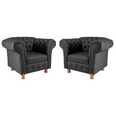 Imagem de Duas Poltronas Luiz xv Ecologico Preto