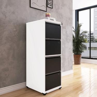 Imagem de Gaveteiro Arquivo Em Aço 4 Gavetas 47x136,2x57cm Branco/preto
