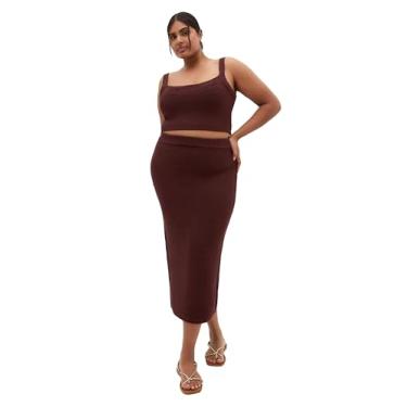Imagem de City Chic Conjunto feminino plus size - vestido de malha, Chocolate, 58