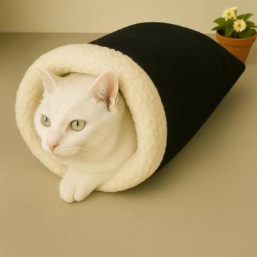 Imagem de Cama Toca Para Gatos Saco De Dormir Ultra Macio Em Sherpa Peludinha Ma