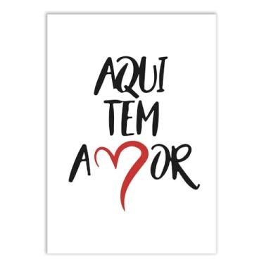 Imagem de Placa Decorativa Aqui Tem Amor Casal Tipografia Decoração Poster Quarto Sala