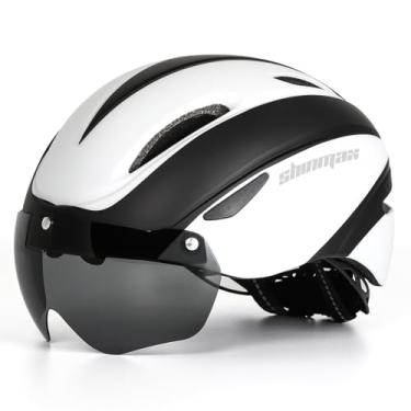 Imagem de Capacete de bicicleta Shinmax, capacete de bicicleta masculino/feminino CPSC padrão de segurança com óculos magnéticos destacáveis ajustável para adultos estrada/ciclismo/montanha capacete de ciclismo BC-001 bônus com bolsa de transporte, BlackWhite