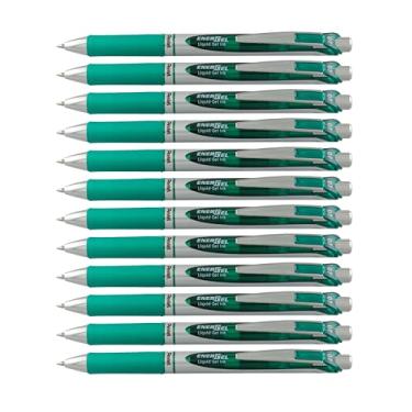 Imagem de Caneta de gel líquido retrátil Pentel EnerGel RTX, linha média de 0,7 mm, Embalagem de 12, Verde, 0.7mm