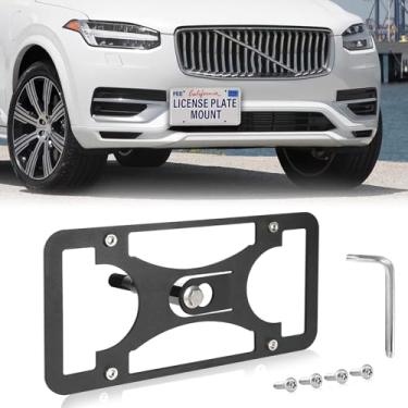 Imagem de Moldura frontal sem furadeira compatível com Volvo XC90 | 2015-2023 Suporte de gancho de reboque para placa de carro antifurto Capas de etiqueta de carro à prova de ferrugem, acessórios de carro à