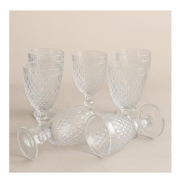 Imagem de Jogo 6 Taças de vidro Kit Bico de Abacaxi transparente, Conjunto incolor, Vinho Espulmante Água Drinks 325ml