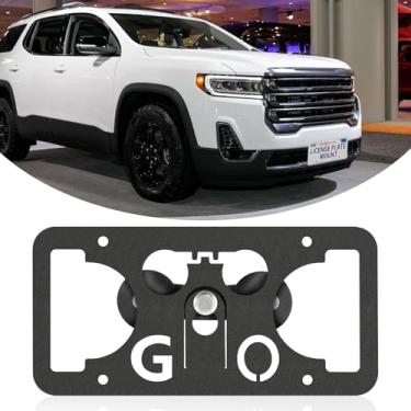 Imagem de Moldura frontal sem furadeira compatível com GMC Acadia 2013-2023 Suporte de montagem de grade de placa de carro antifurto Capas de etiqueta de carro à prova de ferrugem, acessórios de carro à prova