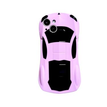 Imagem de Sepvaptfx Capa para iPhone 14 para meninos e meninas, design de carro esportivo de corrida 3D iPhone 14 para crianças, capa para iPhone 14 fofa e resistente (carro rosa)