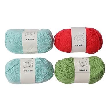 Imagem de 4pcs fios de algodão 3 mm de cor elegante de cor macia e elástica fios de tricô respirável para roupas de chapéu de chapéu (Ciano, vermelho e verde)