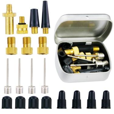 Imagem de Naturahand Kit de bomba conversor de agulhas infladoras, 20 peças, adaptador de válvula de bicicleta, conversor DV AV SV, bomba de basquete, bola de futebol, bola esportiva, inflador, equipamento