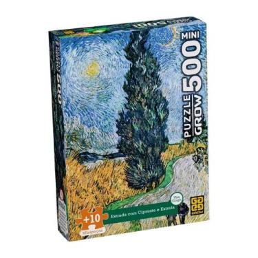 Imagem de Mini Quebra-cabeça 500 peças Estrada com Cipreste e Estrela Van Gogh G