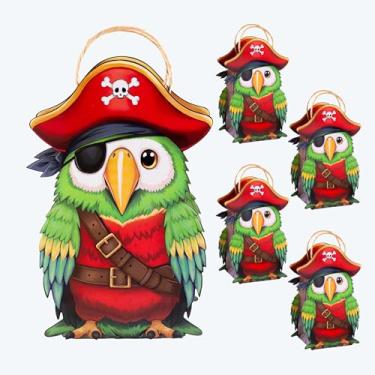 Imagem de Cheerland Sacos de brindes de festa pirata papagaio pirata com alças para lembrancinhas de festa de aniversário para crianças, meninos, aniversário, Halloween, tema pirata, sacos de guloseimas