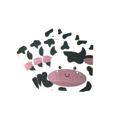 Imagem de 40 guardanapos com estampa de vaca - guardanapos de mesa de festa de vaca para festa temática de animais de fazenda, aniversário infantil com tema ocidental, chá de bebê 16,5 cm