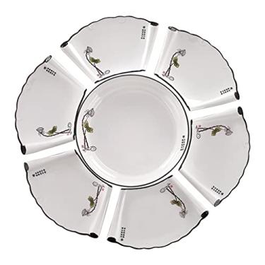 Imagem de Prato de cerâmica para uso doméstico, conjunto de pratos, pratos, tigelas, jantar de reunião (D conforme mostrado)