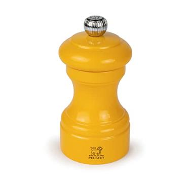 Imagem de Moedor de pimenta manual em madeira pintada com brilho amarelo açafrão, 10 cm - 4 pol.