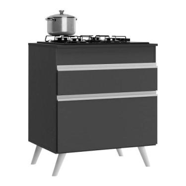 Imagem de Balcão Cozinha Para Cooktop 70Cm 1 Porta Preto/branco - MULTIMOVEIS
