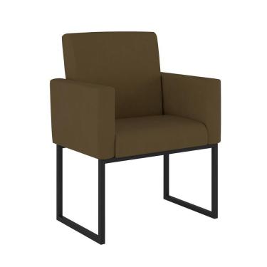 Imagem de Cadeira Poltrona Moderna Com Base De Ferro Preto Reforçada Cor: Marrom