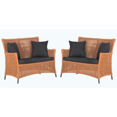 Imagem de 2 Sofás área Externa Igapó Alumínio Marrom Corda Náutica E11 Terra Cota