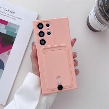 Imagem de Capa de silicone com porta-cartões para Samsung Galaxy S24 S23 S22 S21 S20 Fe Ultra Plus A02 A12 A21s A22 A32 A52 A72 A51 A71 (para Samsung S24Ultra/Rosa)
