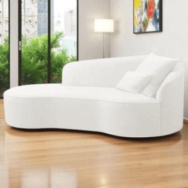 Imagem de Divã Recamier Sofá Curvo Sala De Tv E Estar Recepção Inglaterra 150cm Lado Esquerdo Bouclé Branco- Mabe Magazine