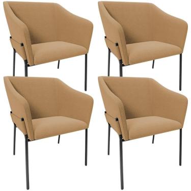 Imagem de Kit 4 Cadeiras Para Sala De Jantar Estar Living Olívia L02 Bouclê Mostarda - Lyam Decor