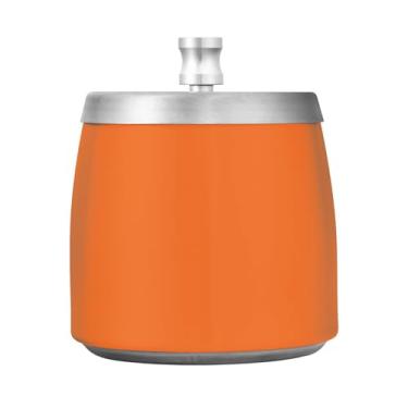 Imagem de JUZIHAI Cinzeiro laranja de cor sólida com tampa, cinzeiro de aço inoxidável inodoro à prova de vento cinzeiro sem fumaça para escritório em casa, pátio, varanda, cigarro