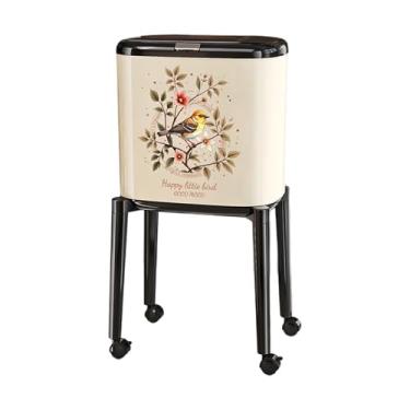 Imagem de FytStycale Lixeira com Rodas, Lixeira Grande com Base Alta, Ideal para Escritório, Escola, Lavanderia, Sala de Estar E Hotel, Leite Branco, Tamanho real