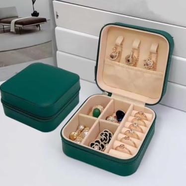 Imagem de Pequena caixa de joias deslumbrante, organizador de estojos de viagem, presentes personalizados, acessórios de joias para adolescentes, presente de Natal para mulheres, esmeralda