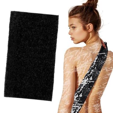 Imagem de Pacote com 1 esfregão esfoliante nas costas para chuveiro de banho, esfoliante corporal, toalha de banho, esponja de banho, bucha de chuveiro para mulheres e homens, preto