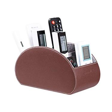 Imagem de Caixa organizadora de suporte de controle remoto com 5 compartimentos de couro sintético multifuncional para escritório, armazenamento de TV, controle remoto para reprodutor de mídia, pincel, lápis