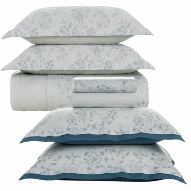 Imagem de Jogo de Colcha e Lençol King, 300 Fios, Algodão Egípcio, 07 Peças (Ellie)