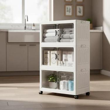 Imagem de Armário Multiuso 6 Portas Dobrável com Rodinhas Brinquedos - Yeet