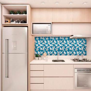 Imagem de Papel de Parede Lavavel para Cozinha Revestimento Fosco Pastilha Metál