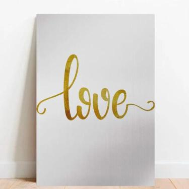 Imagem de Placa Decorativa Metálica Love Dourado - TACOLADO PAPEL DE PAREDE, 30x
