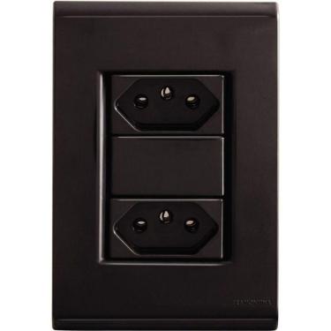 Imagem de Conjunto 4x2 Tramontina Liz Grafite 2 Tomadas 2p+t 20a~250v