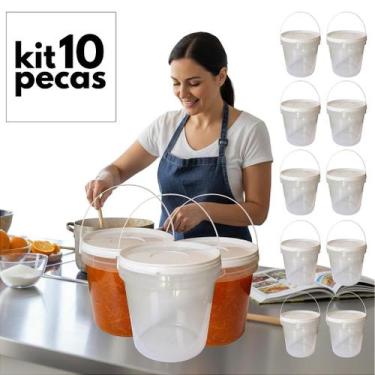 Imagem de Balde Transparente 3.2 Litros com Tampa e Lacre de Segurança - Kit com