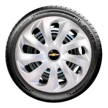 Imagem de Kit Jogo 4 Calota Velox Aro 13 Prata Gm Prata Celta Corsa - ELITTE MOT