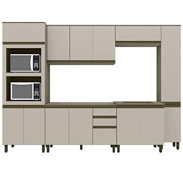 Cozinha Completa Modulada 18 Peças Ii 100% MDF Kali Premium Amendoa Arezzo  Rust Nicioli